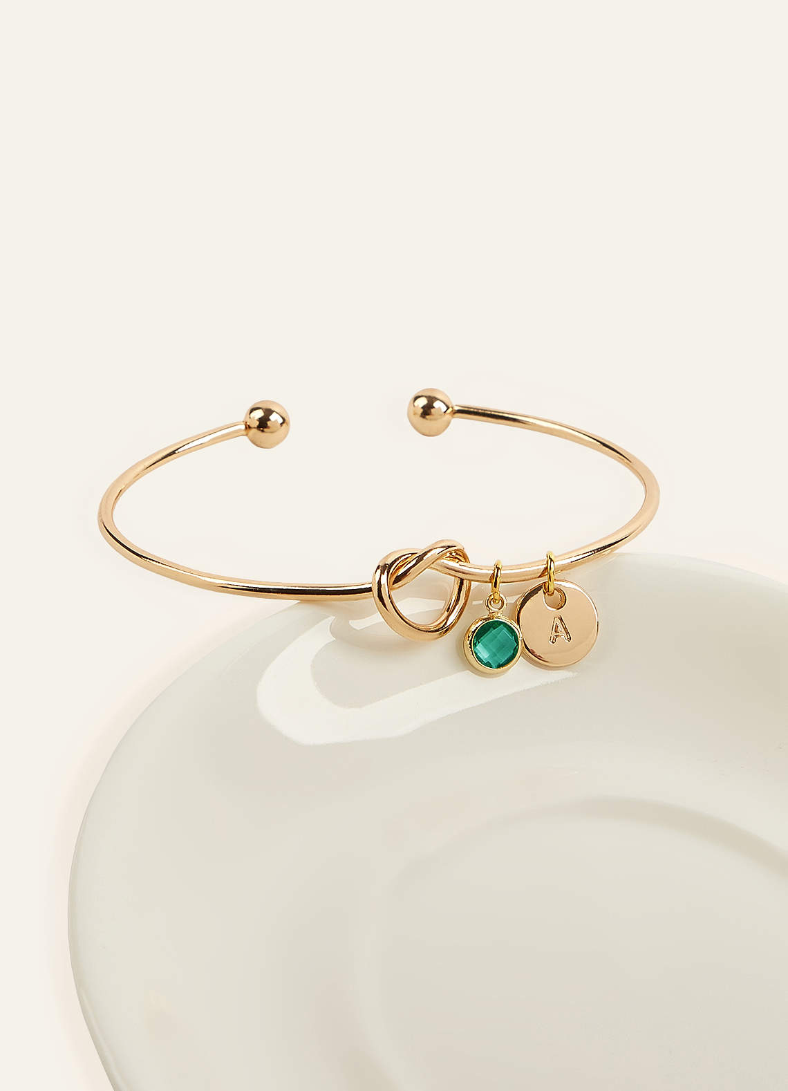 front Braccialetto con lettera nodo pietra portafortuna personalizzato