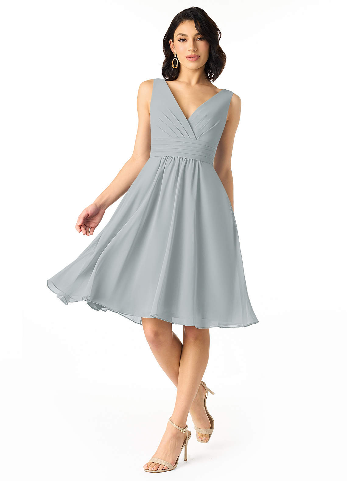 Azazie Kyla Final Sale Dolphin Grey A-Line Pleated Chiffon Dress image1