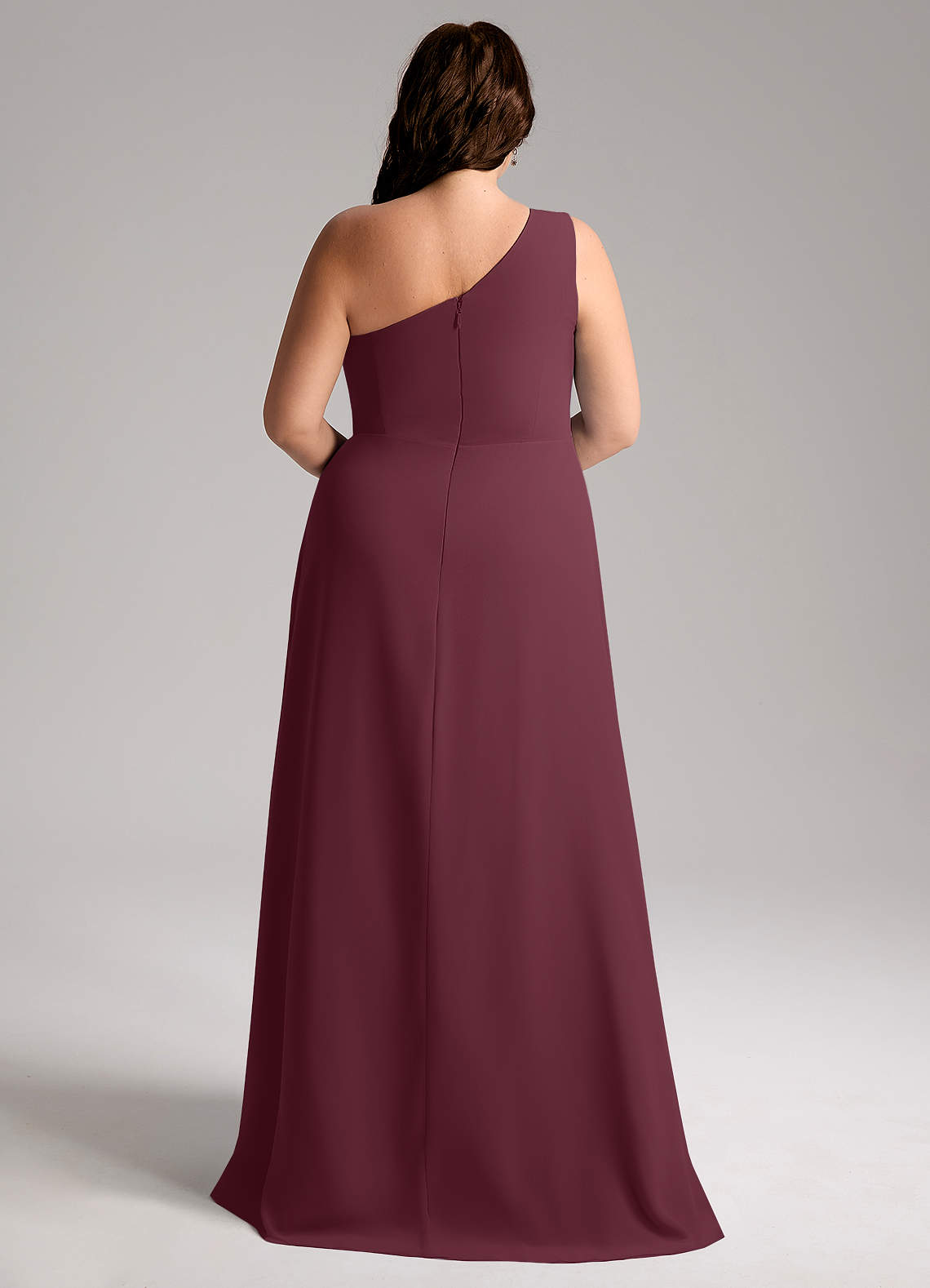 Azazie Brooke Vestidos de madrinha de casamento Vestido Cabernet de Chiffon de Linha A com Um ombro image8