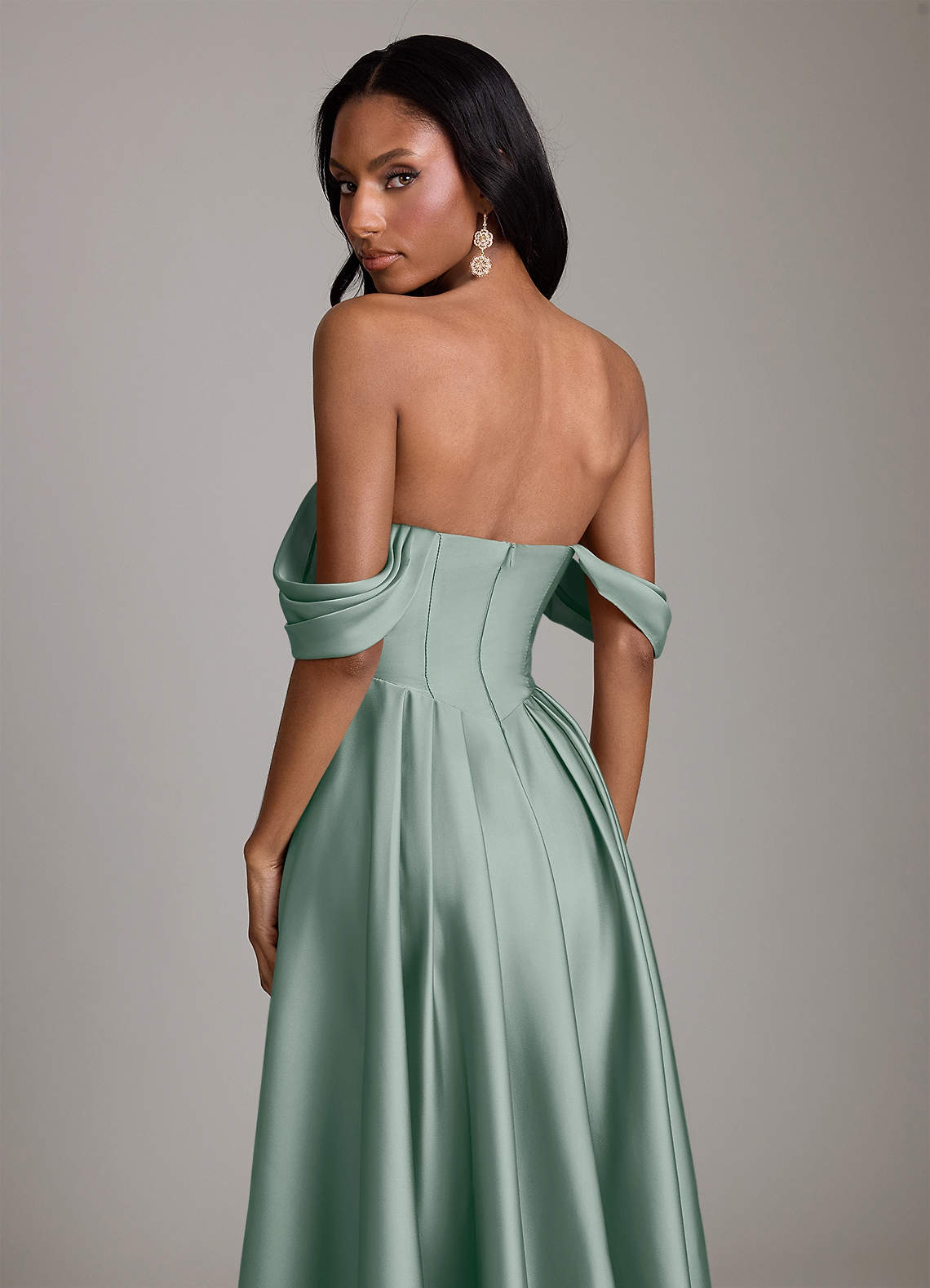 Azazie Loisa Silver Sage Stretch Satin Bridesmaid Dresses | Azazie Azazie Loisa Silver Sage Stretch Satin Bridesmaid Dresses | Azazie
