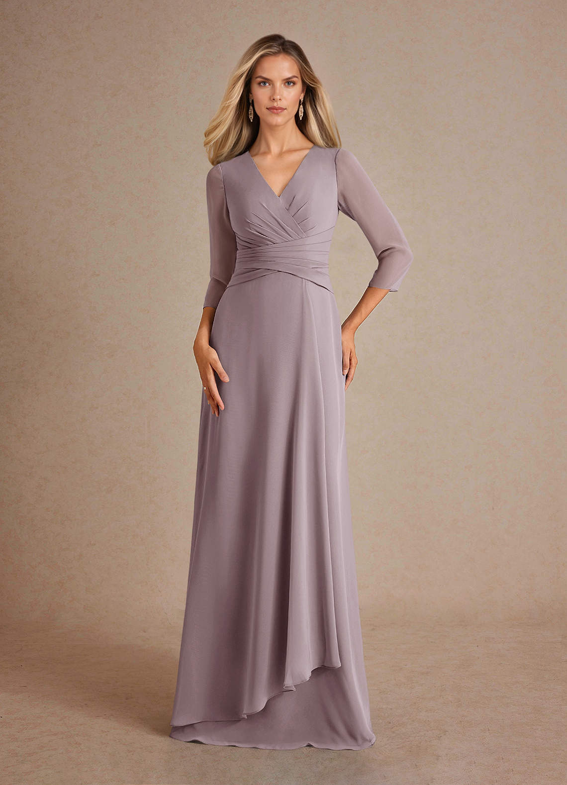 Azazie Mayfield Abiti per la Madre della Sposa Abito A-Line in Chiffon Plissettato Dusk image1