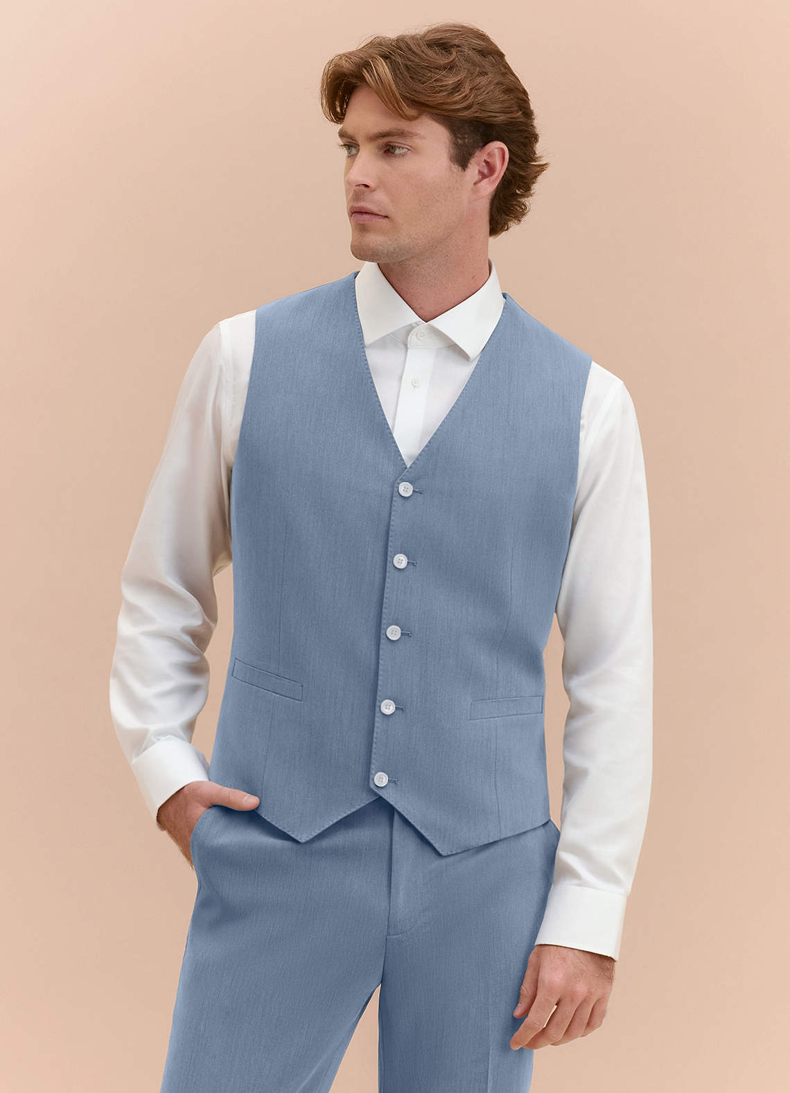 William Dusty Blue Comfort Blend Suit Vest | Classic Regular Suit