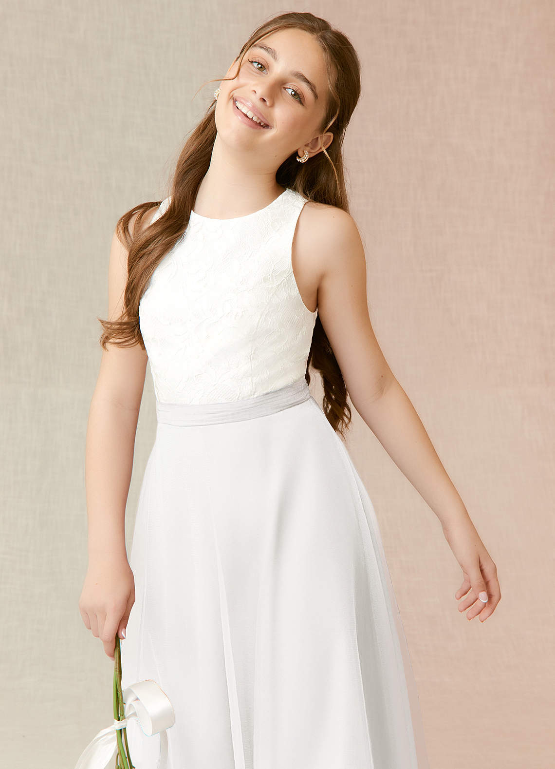 white christmas dresses A-line Square Floor-Length Chiffon Sequin Junior Bridesmaid Dress – FanHao  Dress
