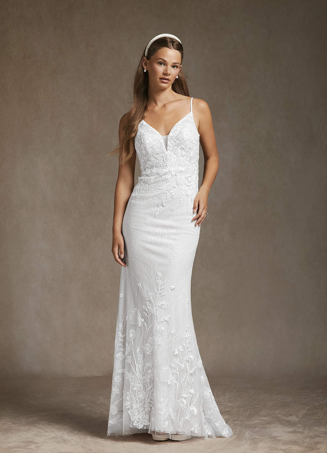 Azazie Sade Wedding Dresses Diamond White Mermaid Sequins Tulle Dress image2