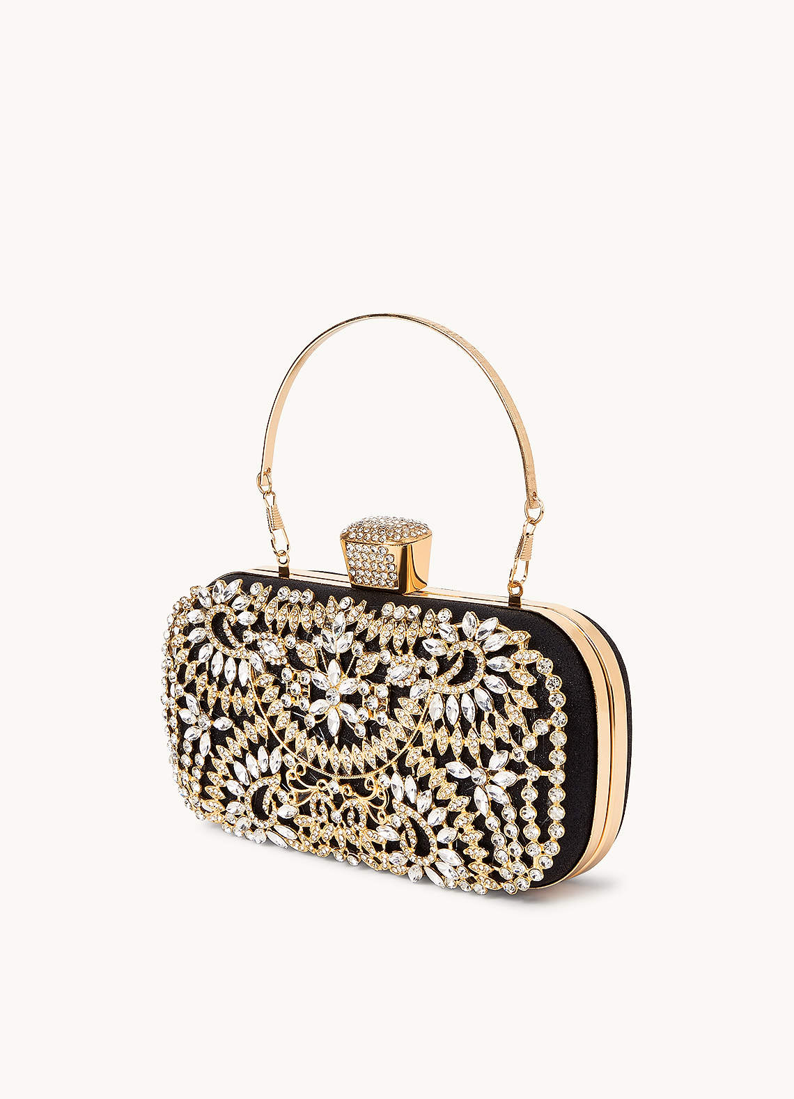 front Crystal And Rhinestone Embellished Clutch Bag