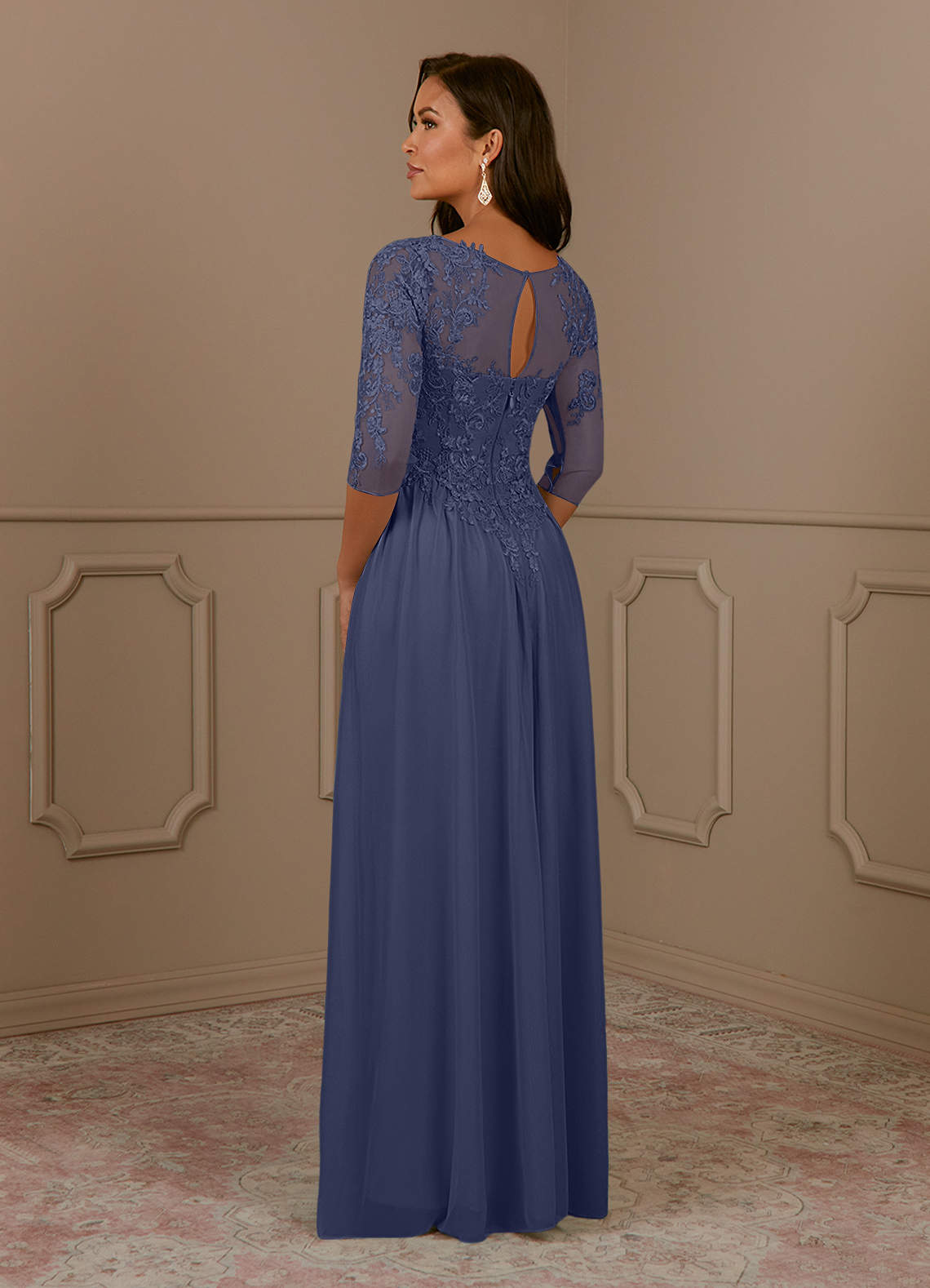 Azazie Harriet Mother of the Bride Dresses Stormy A-Line Scoop lace Mesh Dress image3