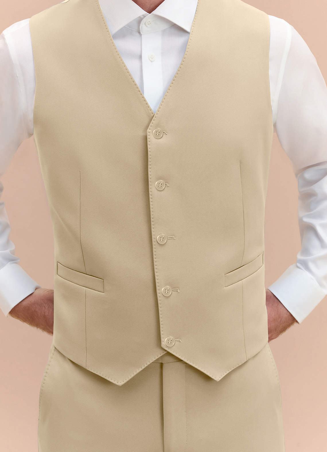 front James Champagne Structured Stretch Suit Vest