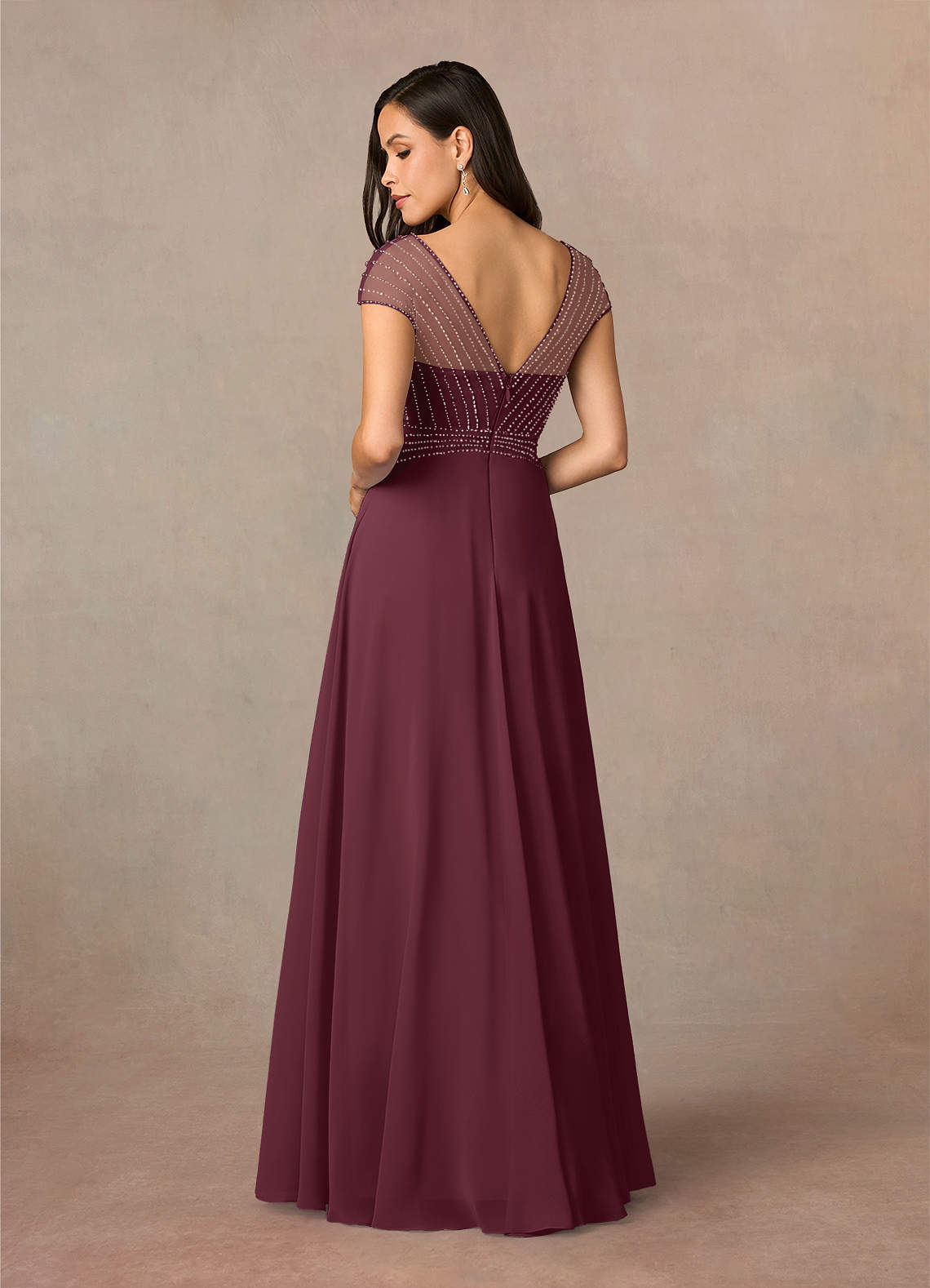 Azazie Star Burgundy A-Line V-Neck sequins Chiffon Dress Ready to Ship |  Azazie