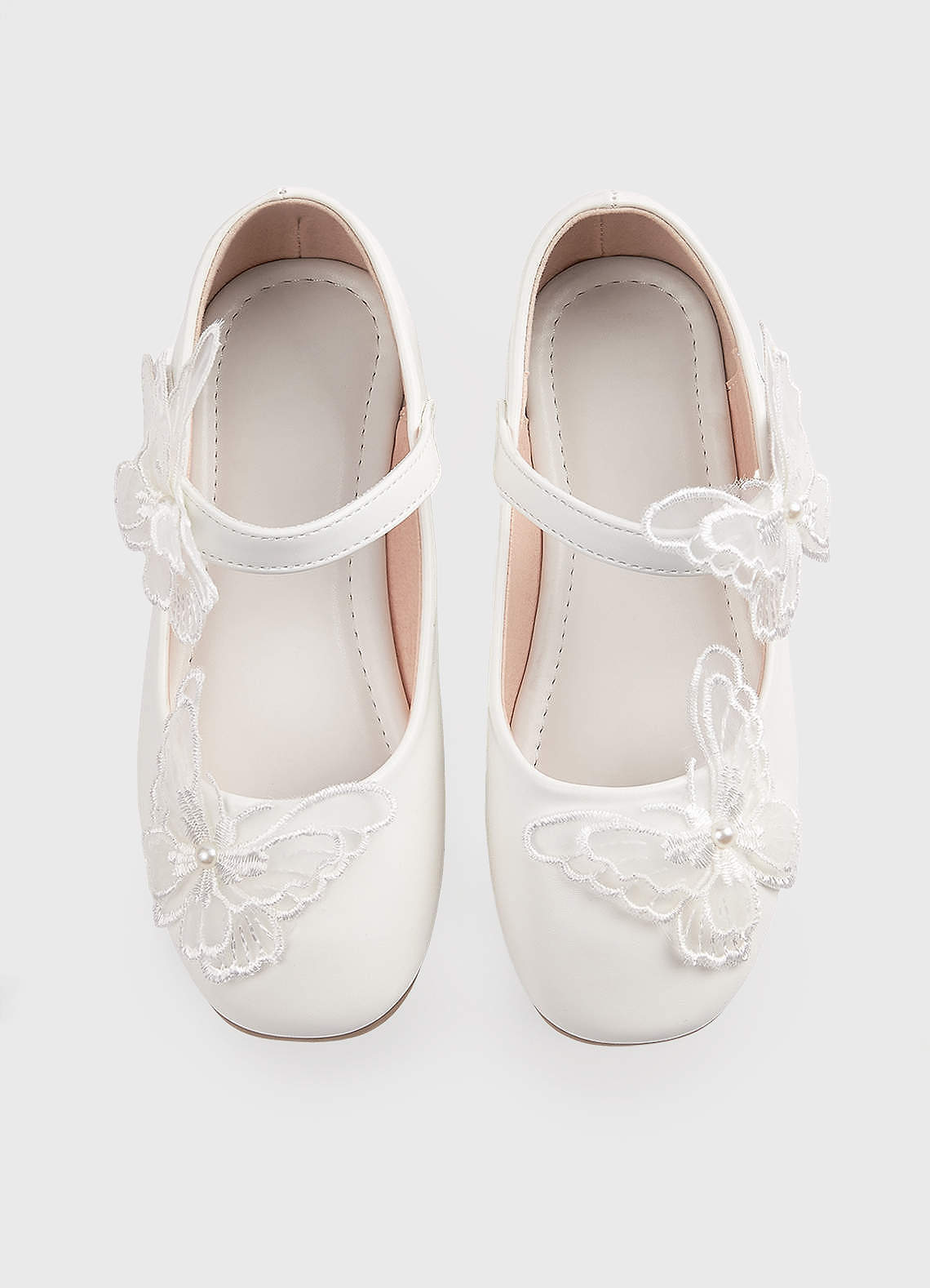 front Butterfly And Pearl Girl's Flat Shoes