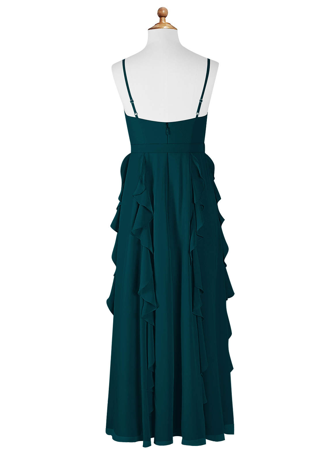 Azazie A-Line/Princess V-Neck Floor-Length Chiffon Junior Bridesmaid Dresses - Pine