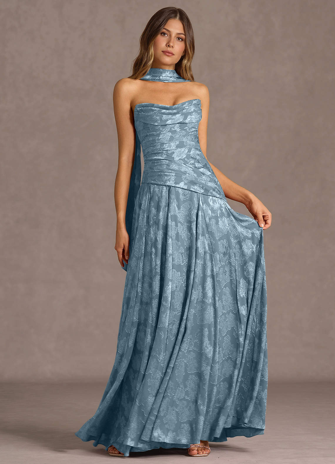 vestido Maxi Azul Empoeirado Gabriela image4