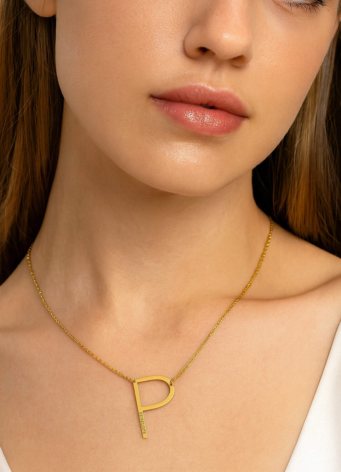 front Custom Name Necklace with Personalized Initial Design