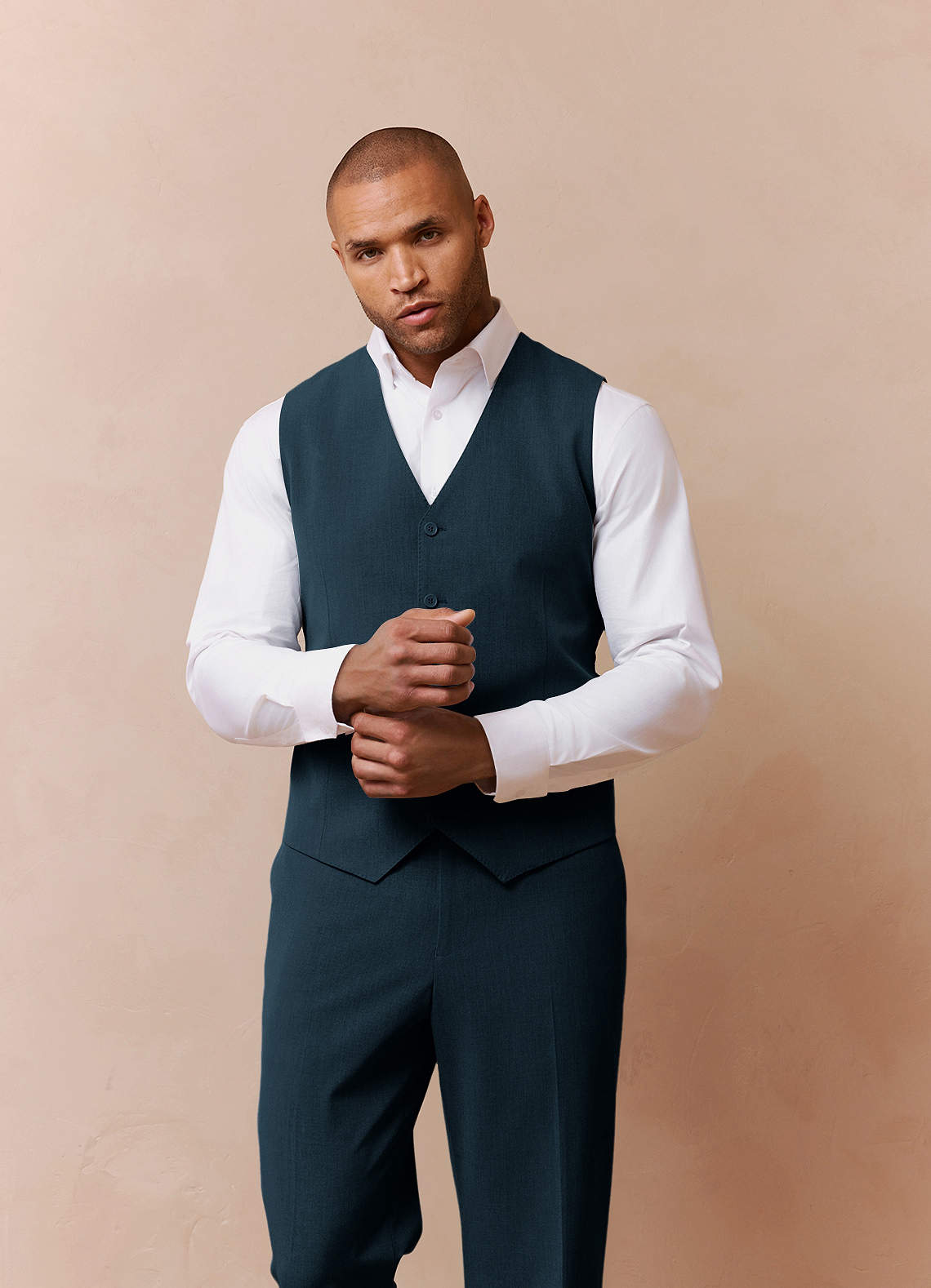 front Savile Teal Wool Blend Suit Vest