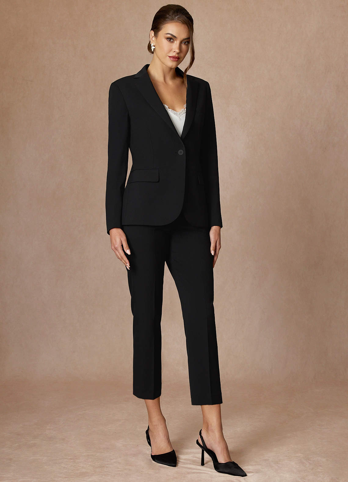 front Charlotte Black Refined Weave Blazer