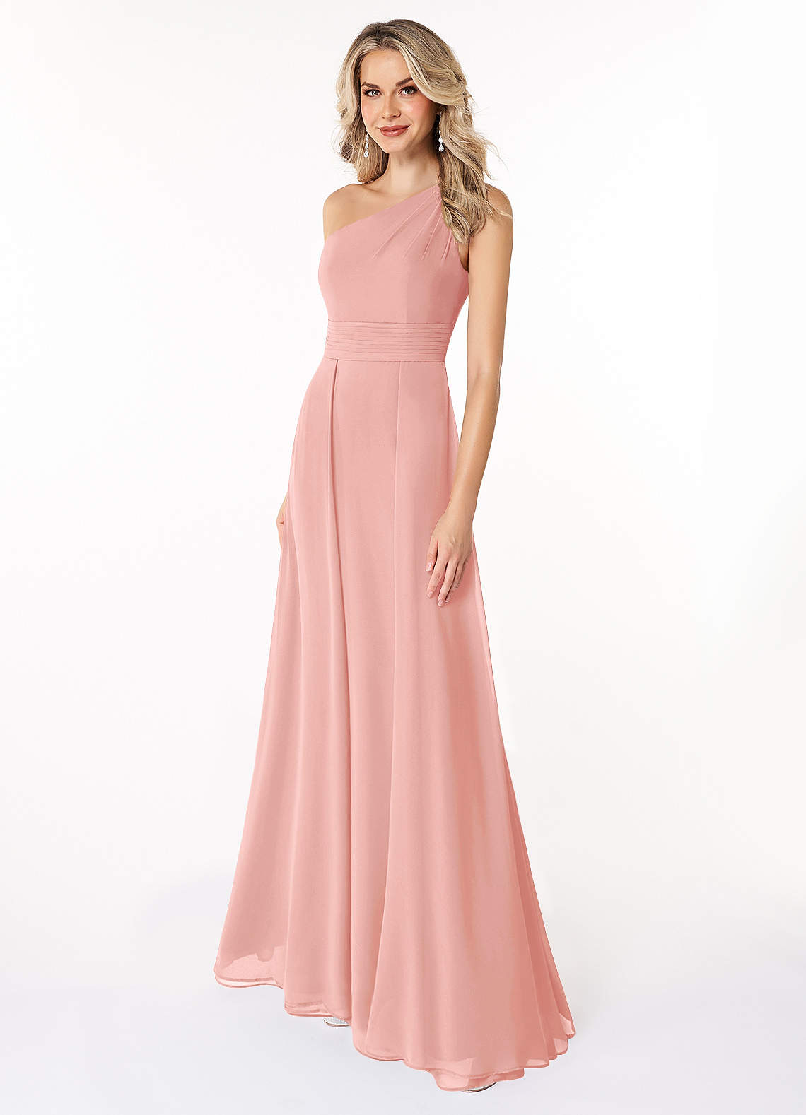 Azazie Dallas Bridesmaid Dresses Rosette A-Line One Shoulder Chiffon Dress image1