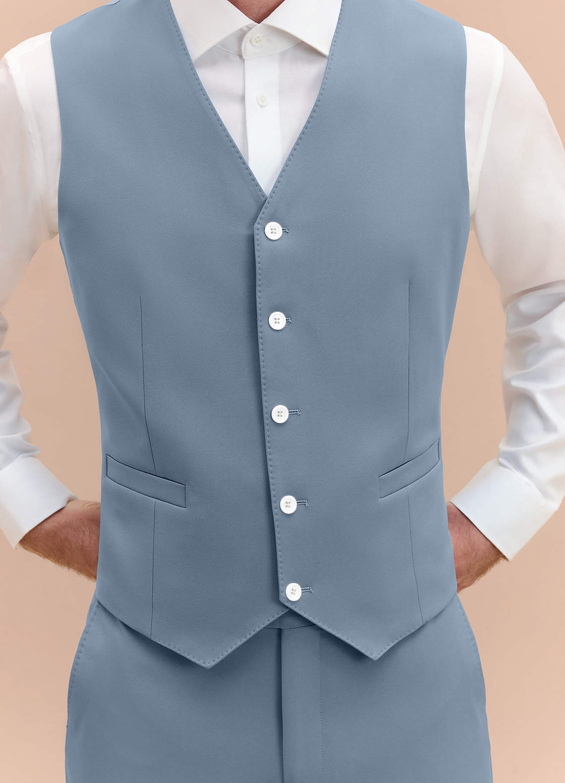 front James Dusty Blue Structured Stretch Suit Vest