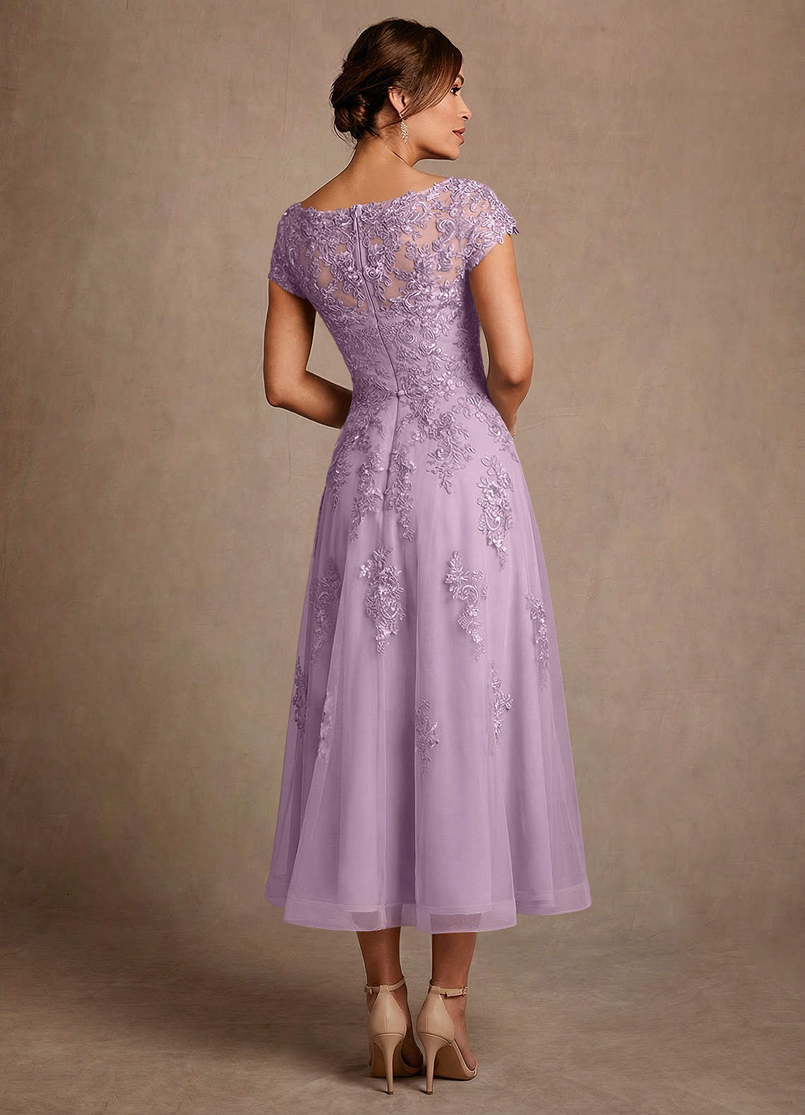 Azazie Jolanda Mother of the Bride Dresses Wisteria A-Line Lace Dress image1