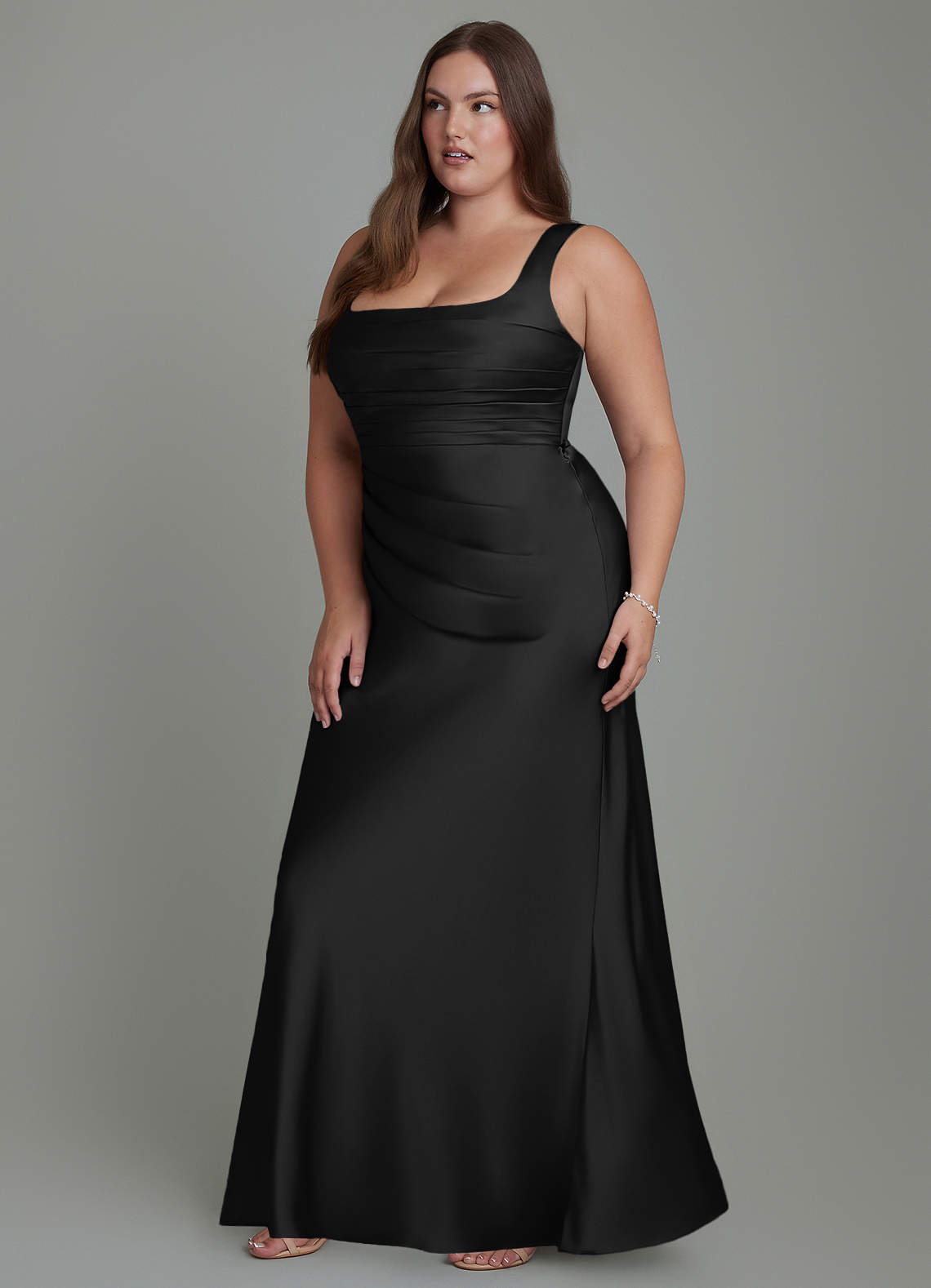 Azazie Agustina Bridesmaid Dresses Black Mermaid Corset Stretch Satin Dress image10