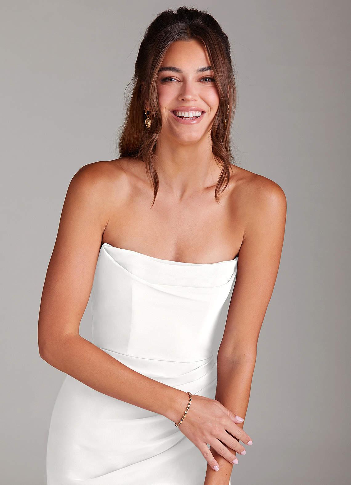 Azazie Leonis Bridesmaid Dresses White Mermaid Strapless Chiffon Convertible Dress image5