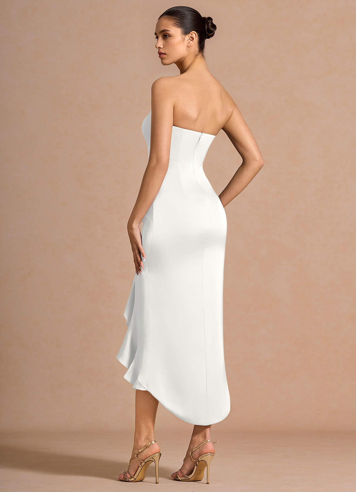 azazie white midi dress Azazie Square A-Line Midi Cocktail Dresses in White