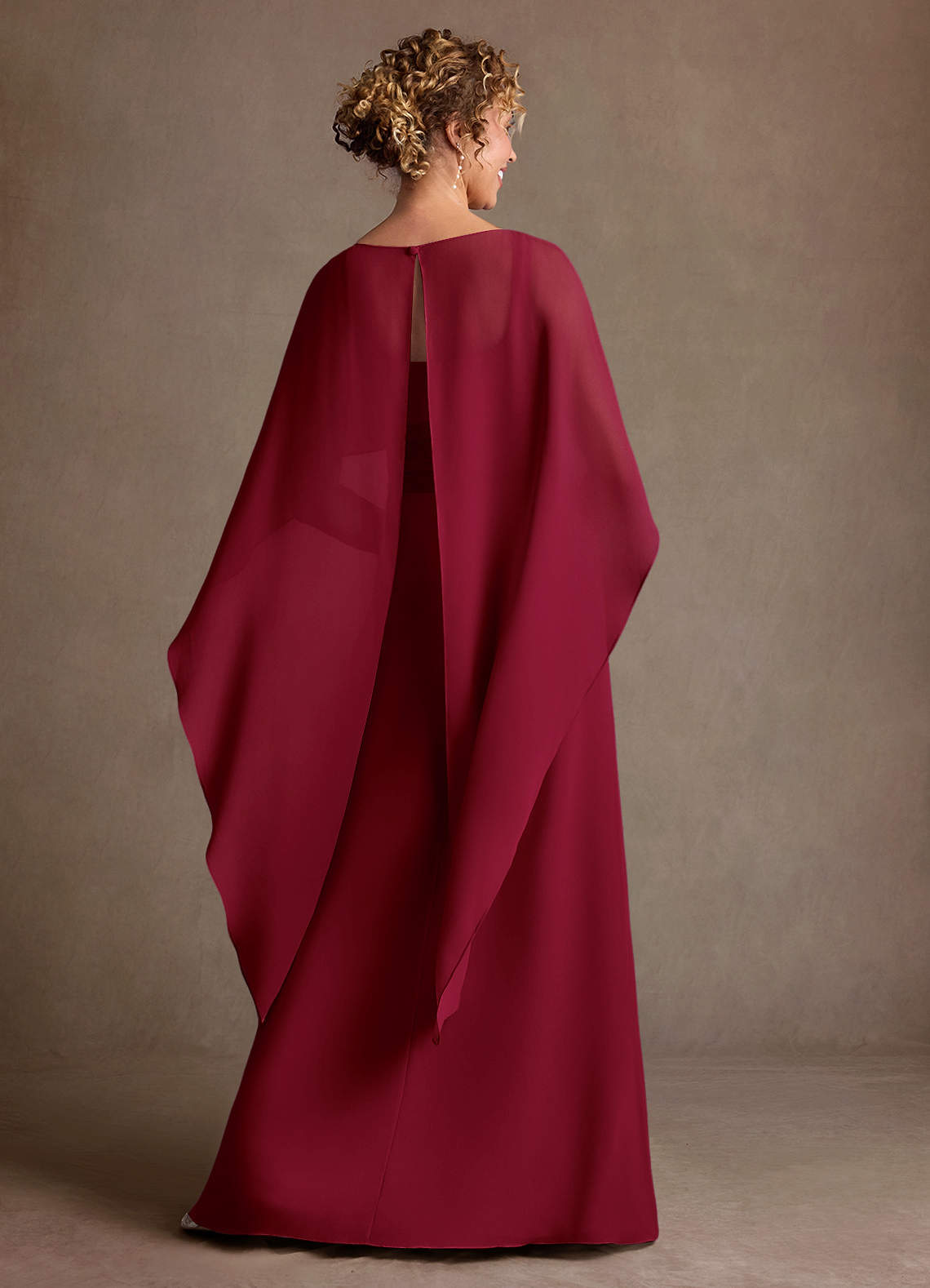 Azazie Marilla Vestidos para mãe da noiva Vestido Borgonha de Chiffon de Linha A com Plissado image2