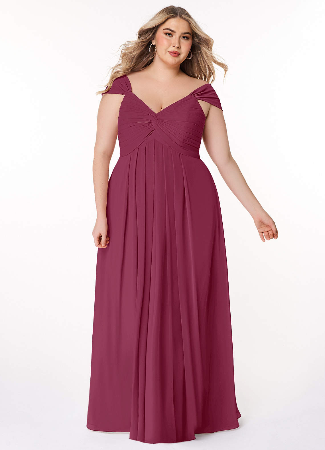 Azazie Kaitlynn Bridesmaid Dresses Mulberry Empire Ruched Chiffon Convertible Dress image1