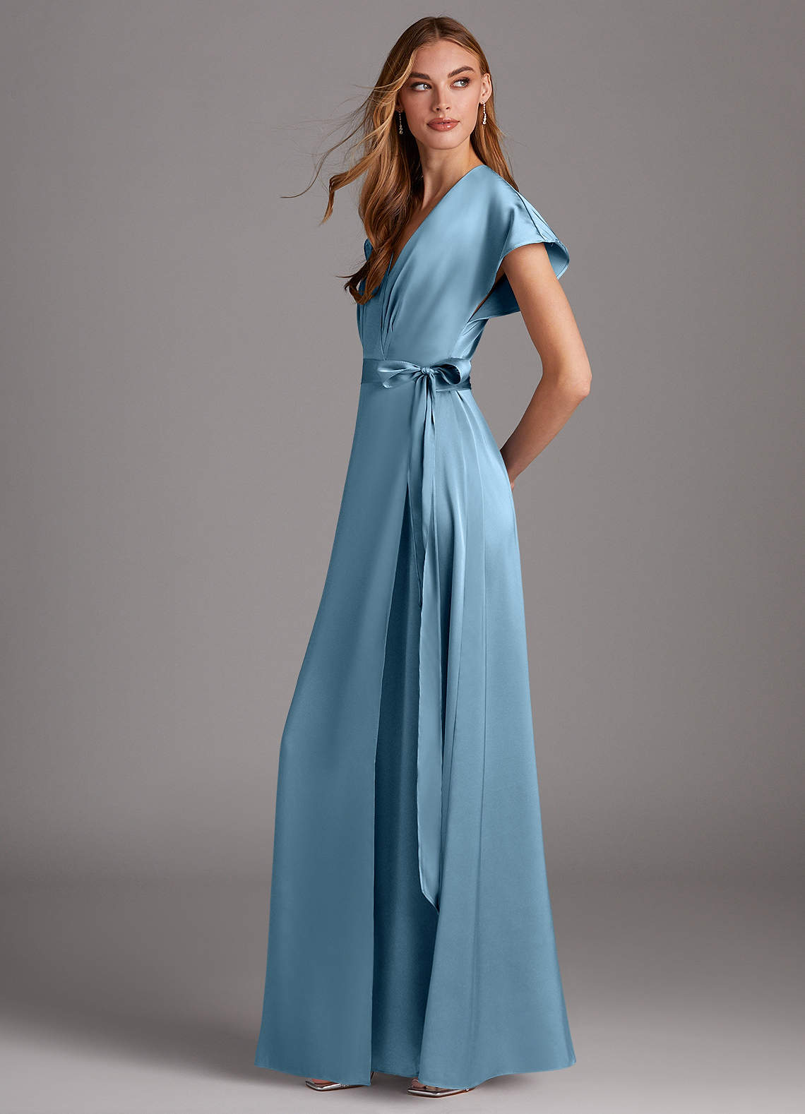 blue dress for baby girl Elegant Off Shoulder A-line Light Blue Bridesmaid Dresses Online, BG39 –  DaintyBridal main image 0