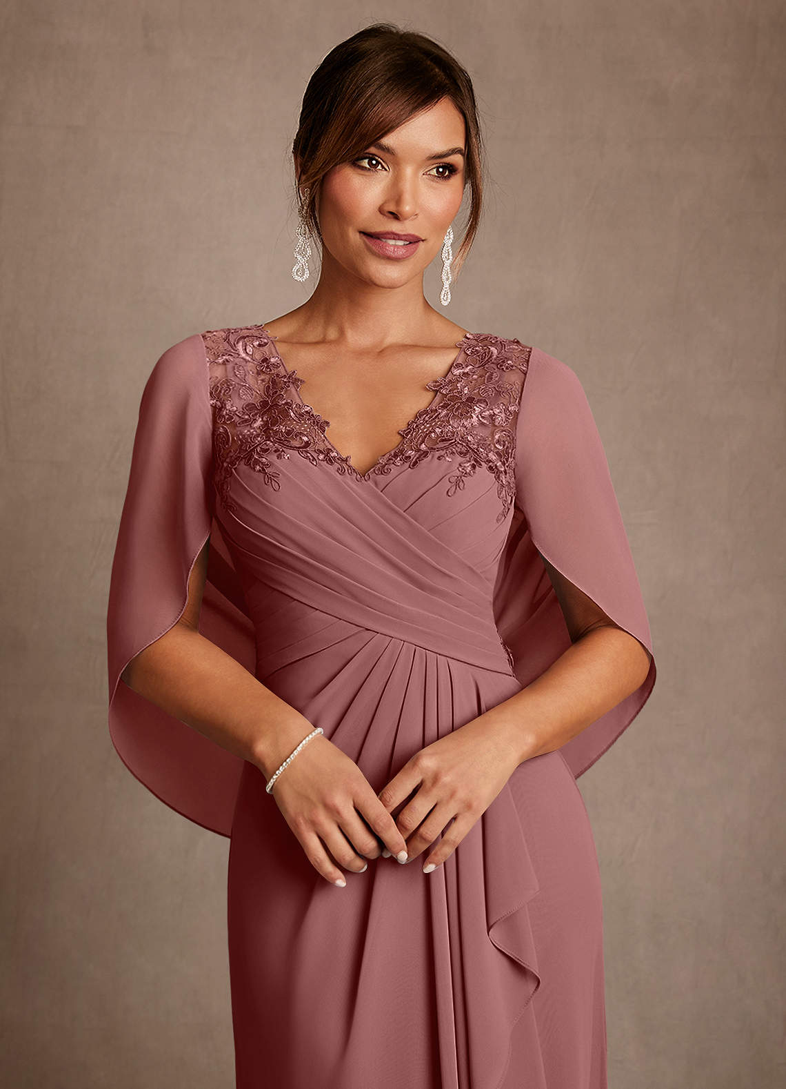 Azazie Forums Kleider für die Brautmutter A-Linie Spitze Kleid Wüstenrose image3