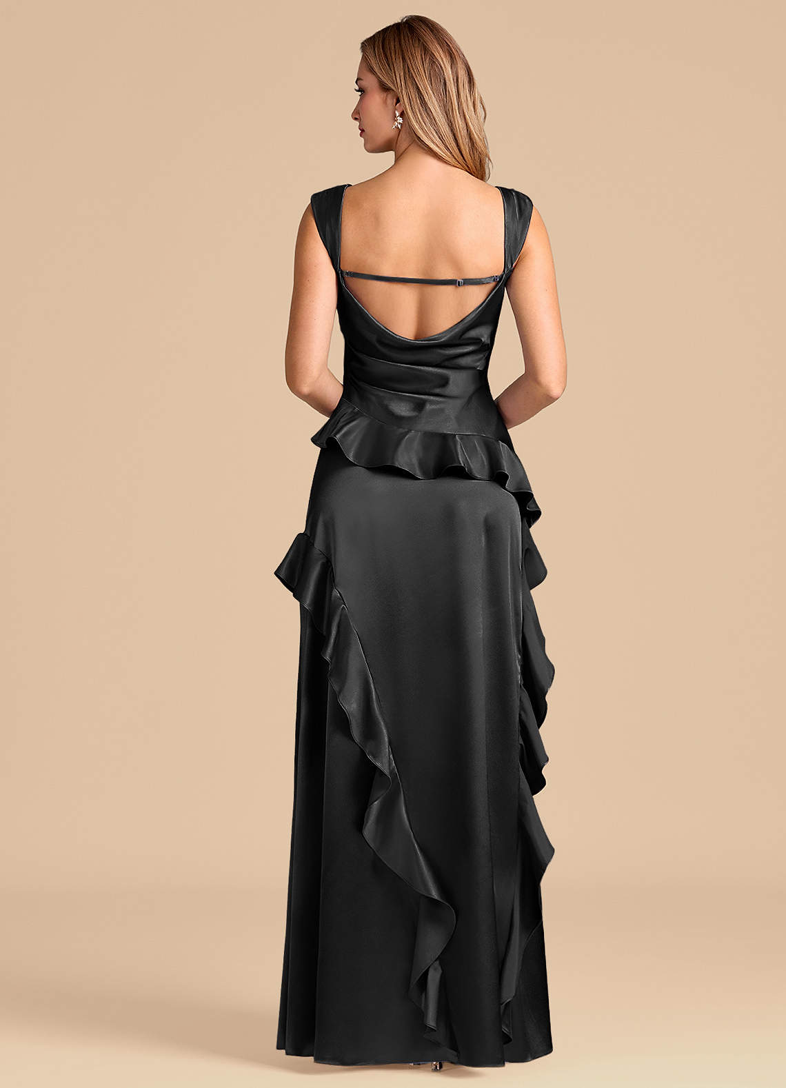 Azazie Sloane Bridesmaid Dresses Black A-Line Sweetheart Neckline Metallic Satin Dress image5