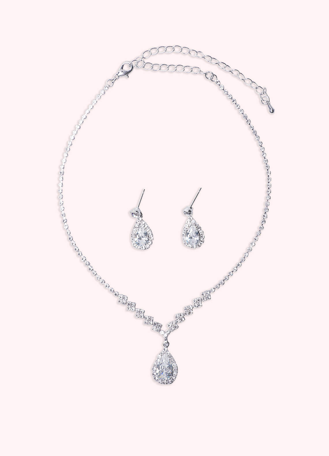Pearl and Diamante Wedding Jewellery Set Sterling Silver Teardrop Pearl  Diamond Pendant Bridal Jewelry Set Necklace Earrings Bridesmaid Gift - Etsy
