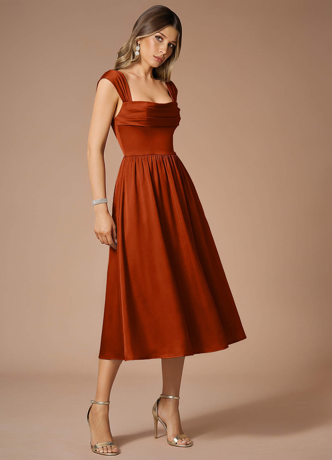 rust midi bridesmaid dress 15 Best Rust Bridesmaid Dresses For Every Budget and Wedding Style