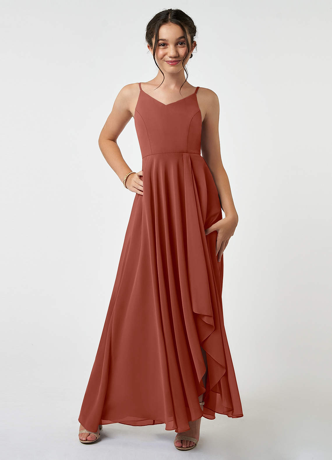 A Line Chiffon Ruched Burgundy Spaghetti Straps Homecoming Dress