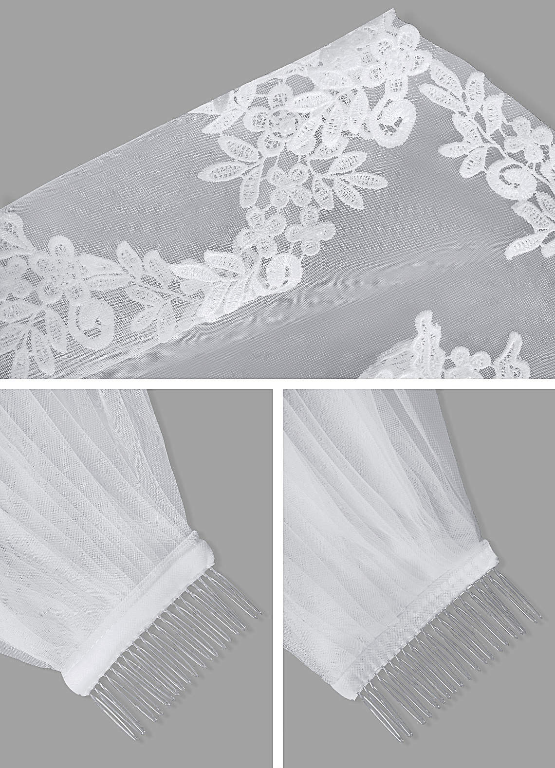 front Cordelia Flower Lace Hip Length Veil