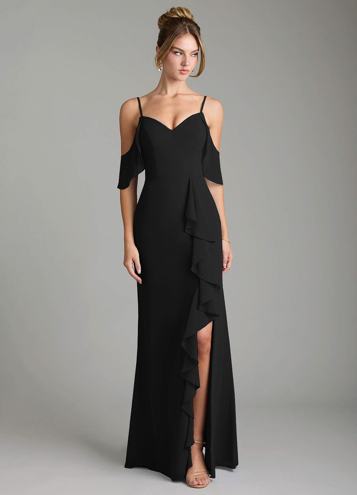 chiffon deep v neckline ruffle slit maxi dress vintys Elegant Neck Bridesmaid Dresses with Long A Line Country Corset Wedding Guest for Juniors Black 0 : Clothing, Shoes & Jewelry Dusty Rose Bridesmaid Dress this sophisticated long dress ds-casablanca Color:OffWhite/Blush