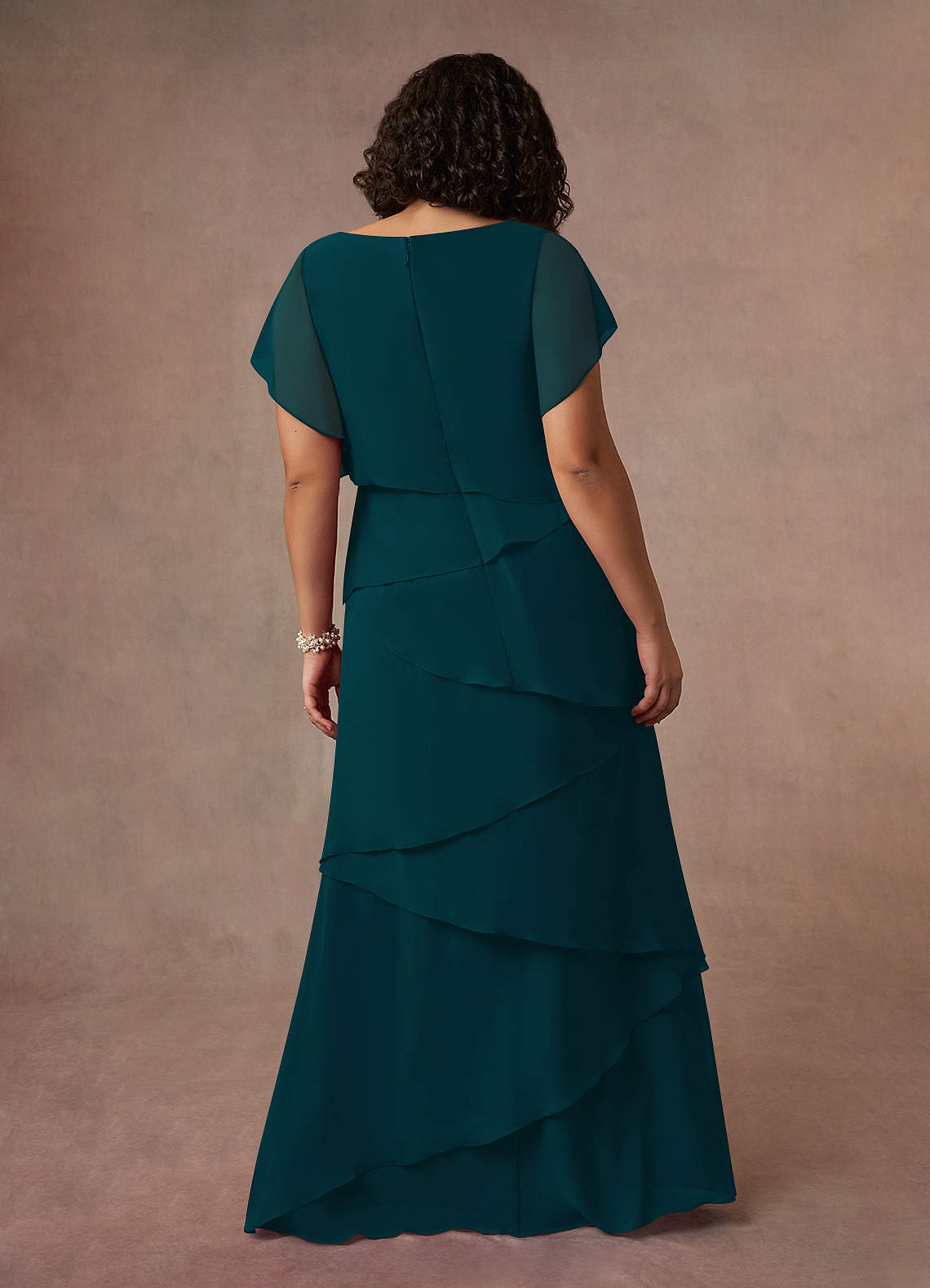 Azazie OHara Mother of the Bride Dresses Pine A-Line V-Neck Chiffon Dress image13