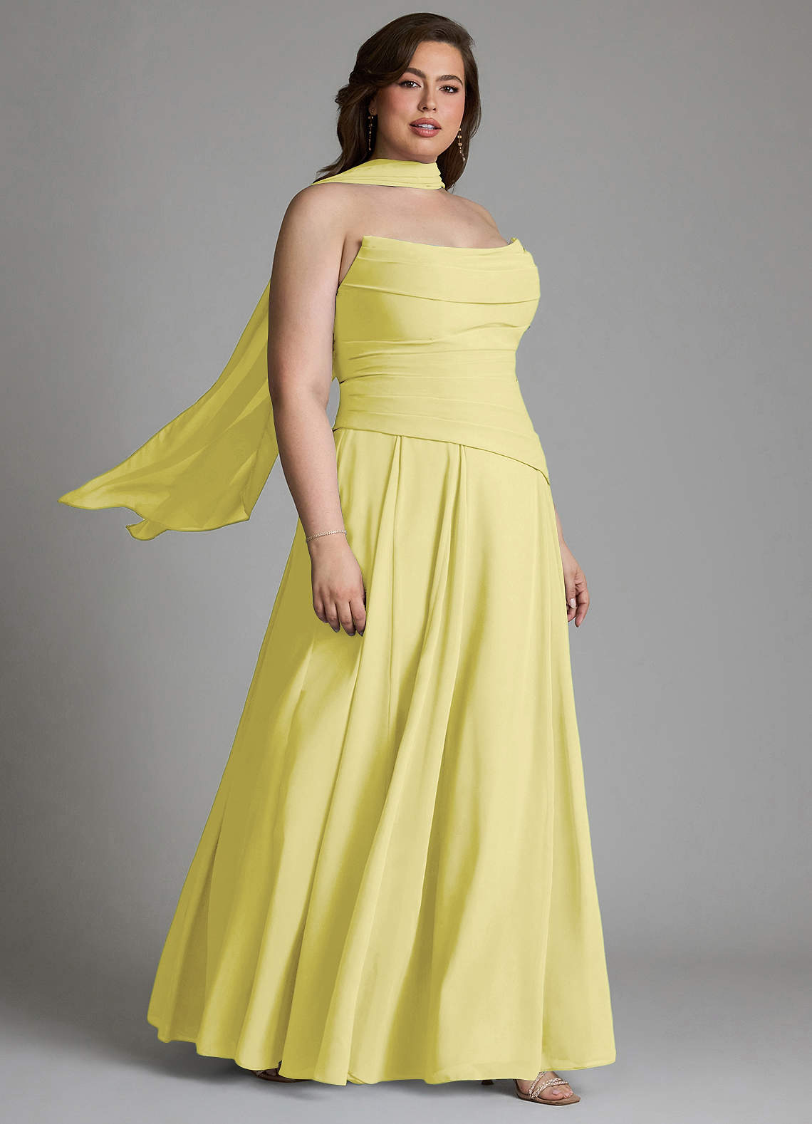 Azazie Gabriela Bridesmaid Dresses Lemon Sorbet A-Line Corset Chiffon Dress image18
