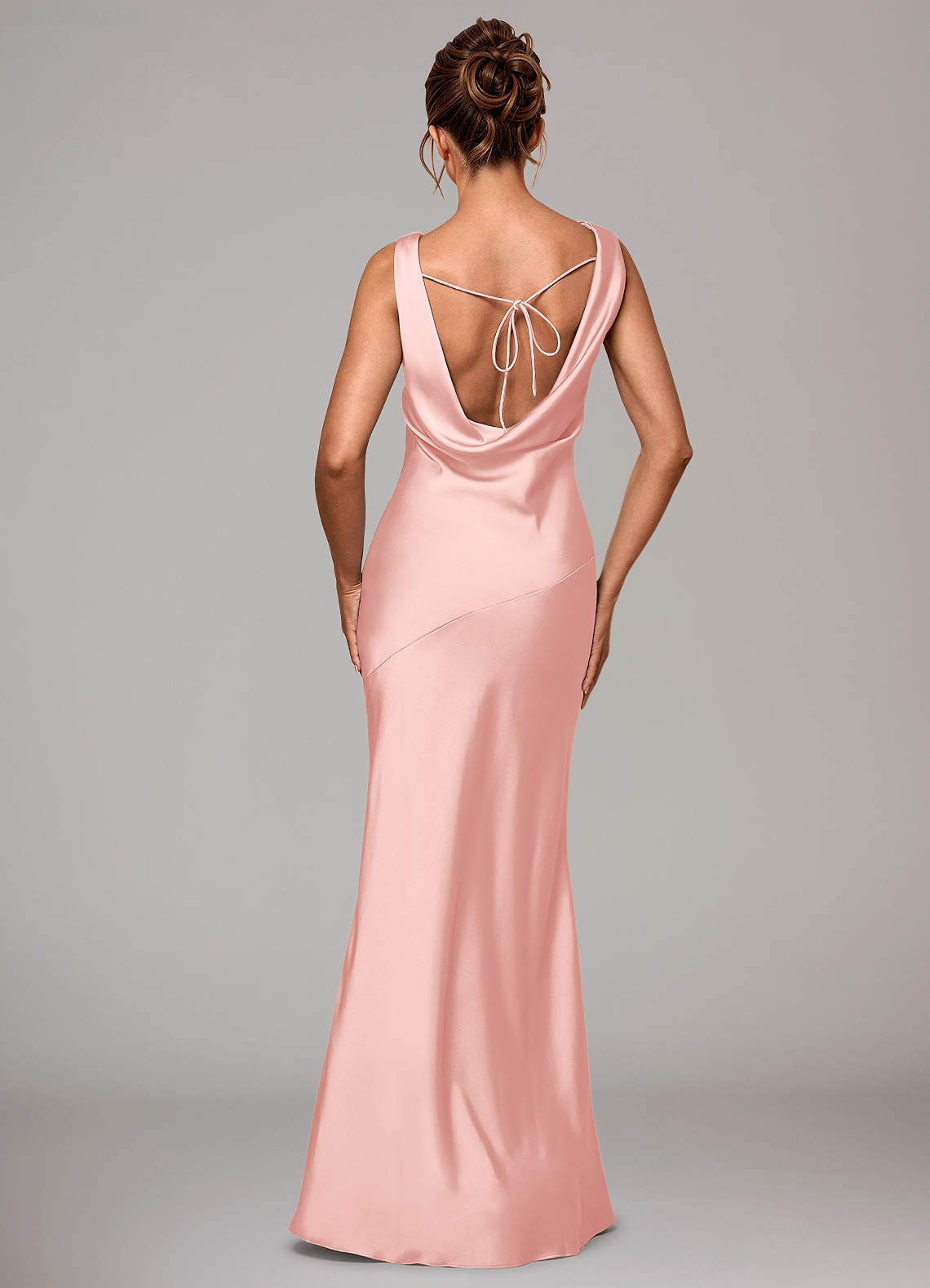 Azazie Rylina Powder Pink Stretch Satin Bridesmaid Dresses | Azazie