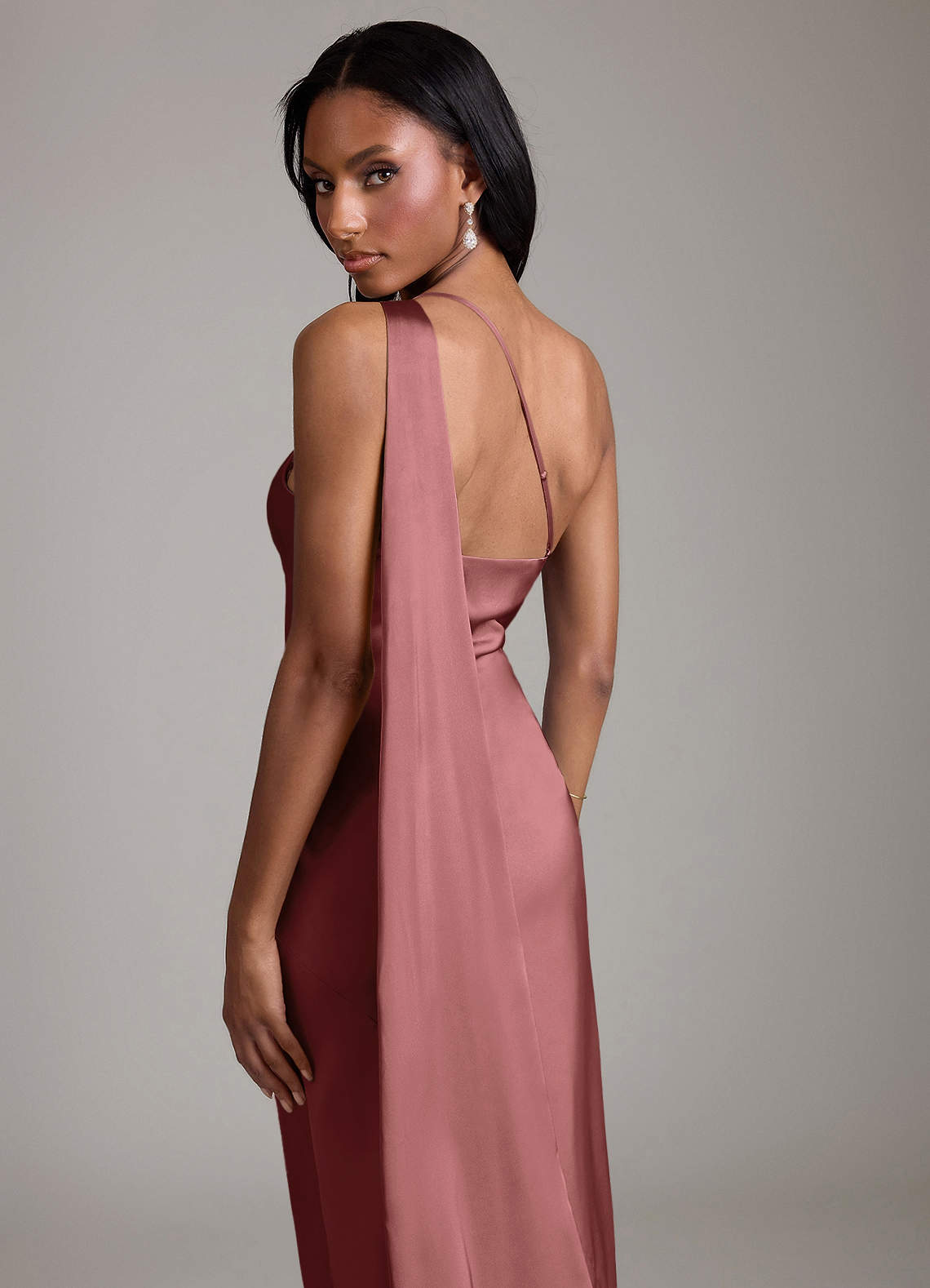 Azazie Juniper Brudtärnklänningar Klä av Sjöjungfru i Stretch Satin Ena axeln Ametist image1