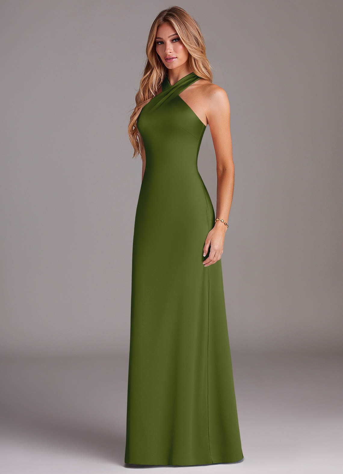 Azazie Doretta Bridesmaid Dresses Juniper Mermaid Pleated Stretch Satin Dress image3