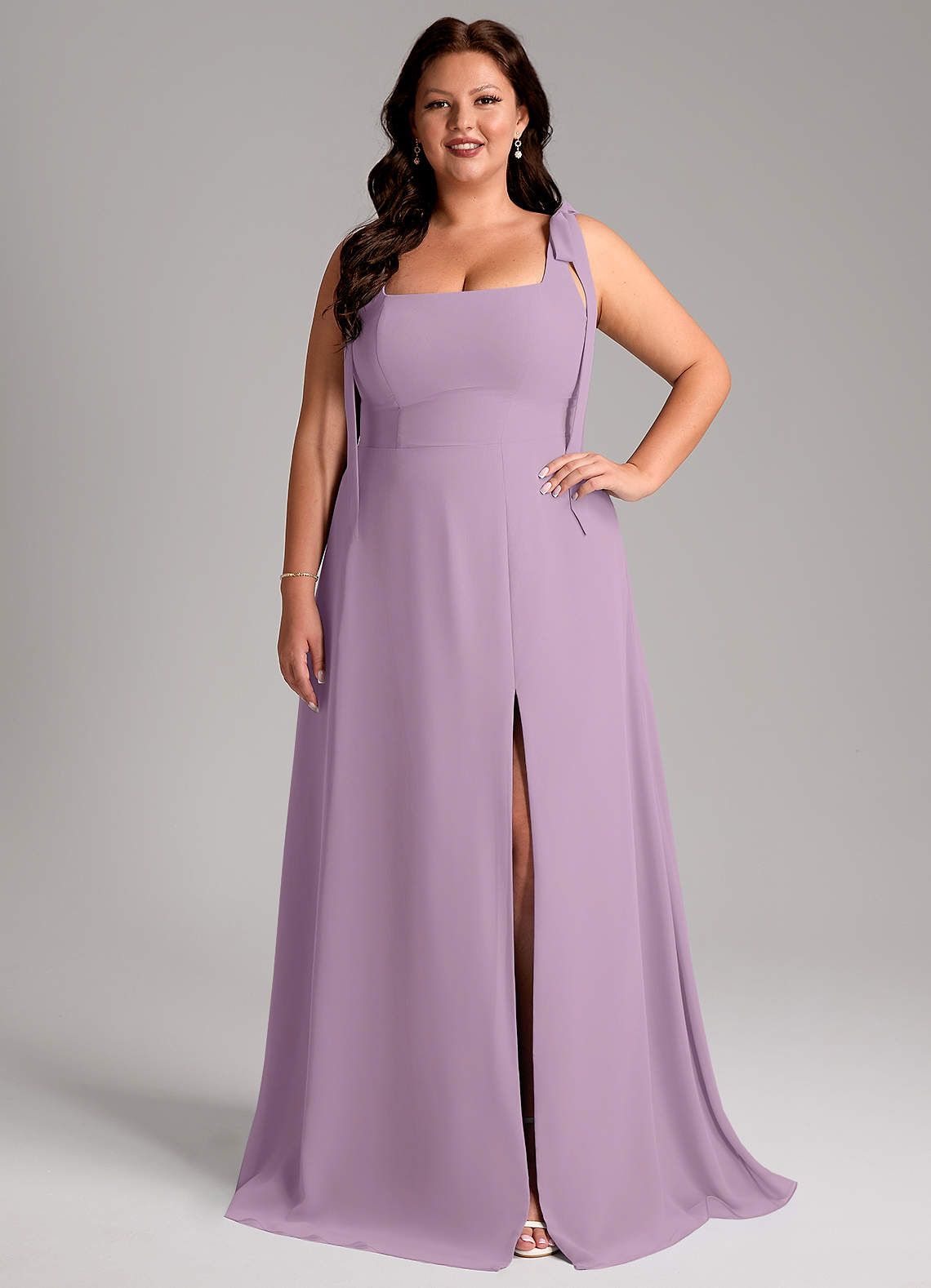 Azazie Debra Bridesmaid Dresses Wisteria A-Line with Pockets Chiffon Convertible Dress image1