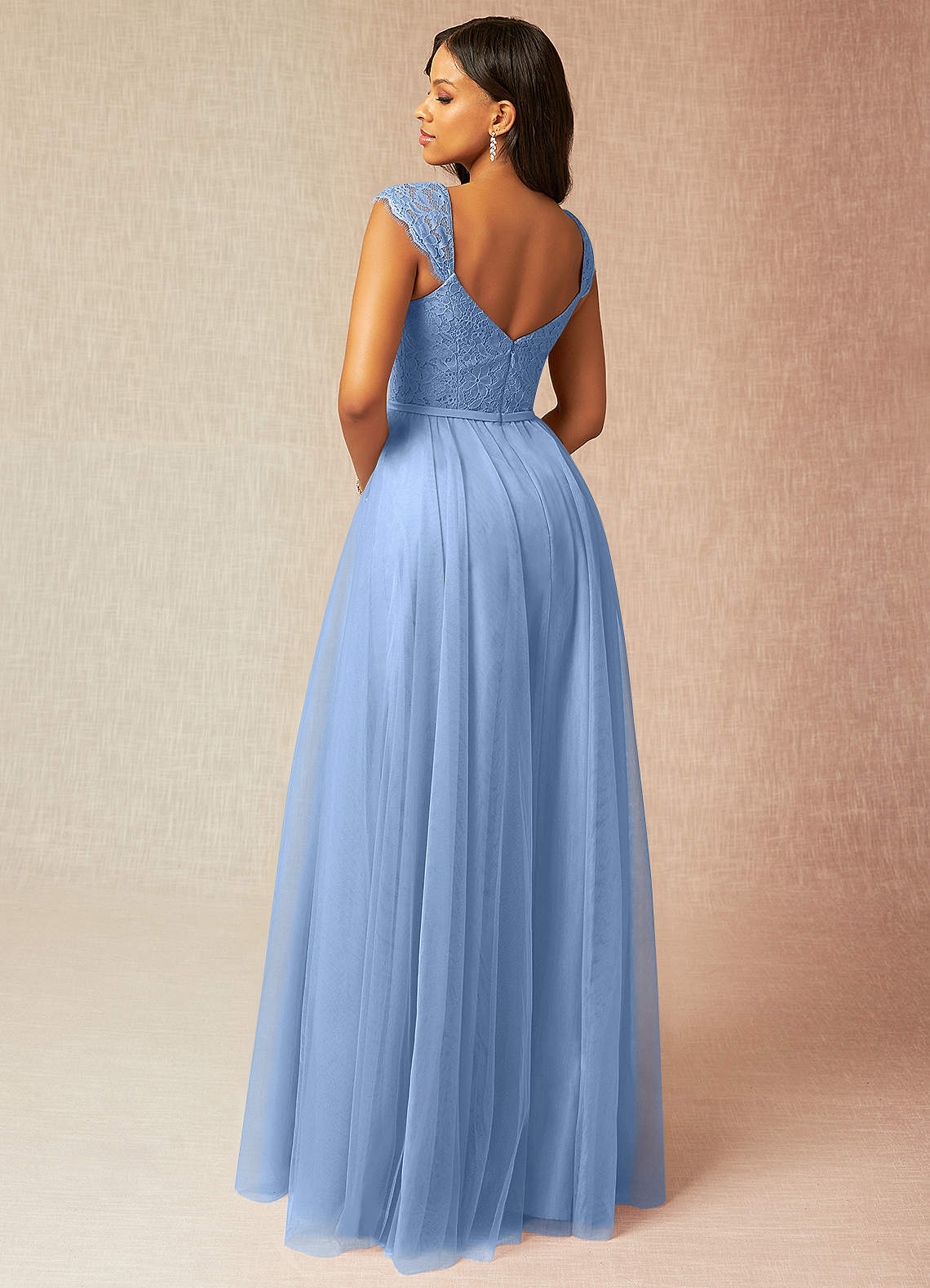 A-Line Pleated Tulle Floor-Length Dress Turquoise