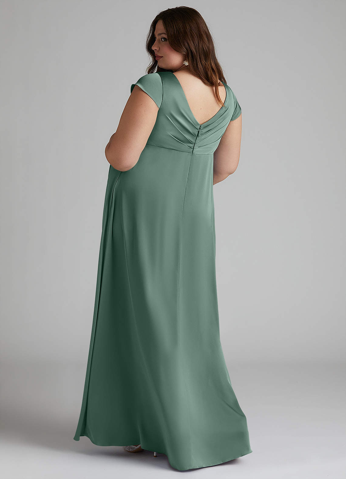Azazie Allessia Maternity Bridesmaid Dresses A-Line Pleated Stretch Satin Floor-Length Dress image8