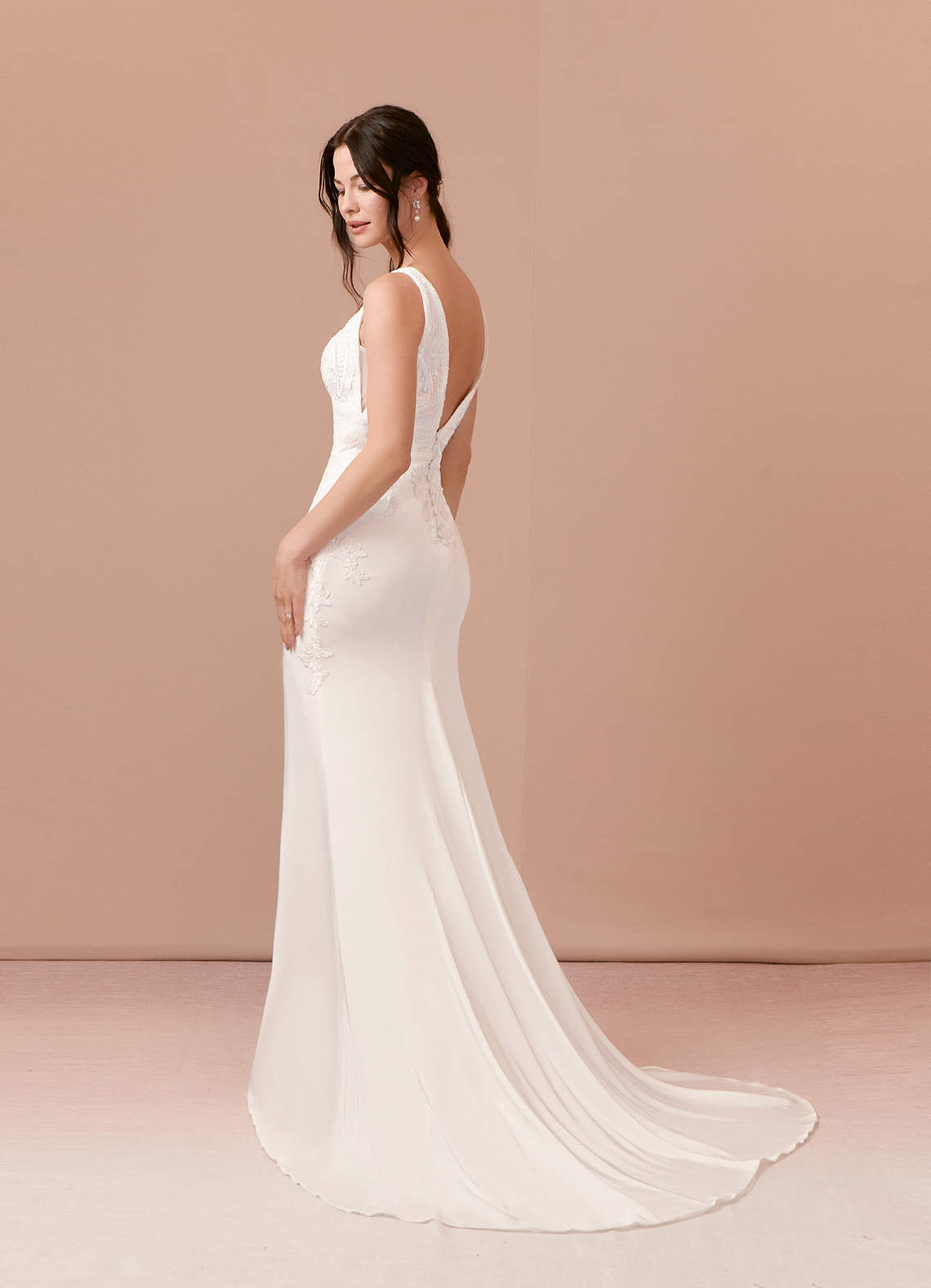 Azazie Arbor Wedding Dresses Diamond White Mermaid Lace Satin Dress image2