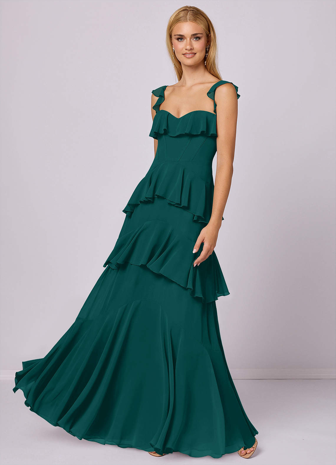 Barbie  AZAZIE 1025 Ready to Ship Peacock Chiffon Bridesmaid Dresses |  Azazie