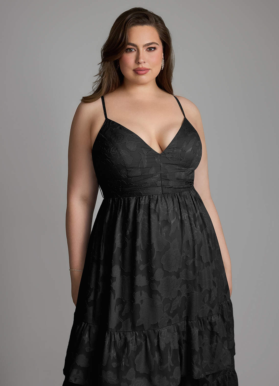 Azazie Nathalia Bridesmaid Dresses Black A-Line Bow Floral Burnout Dress image10