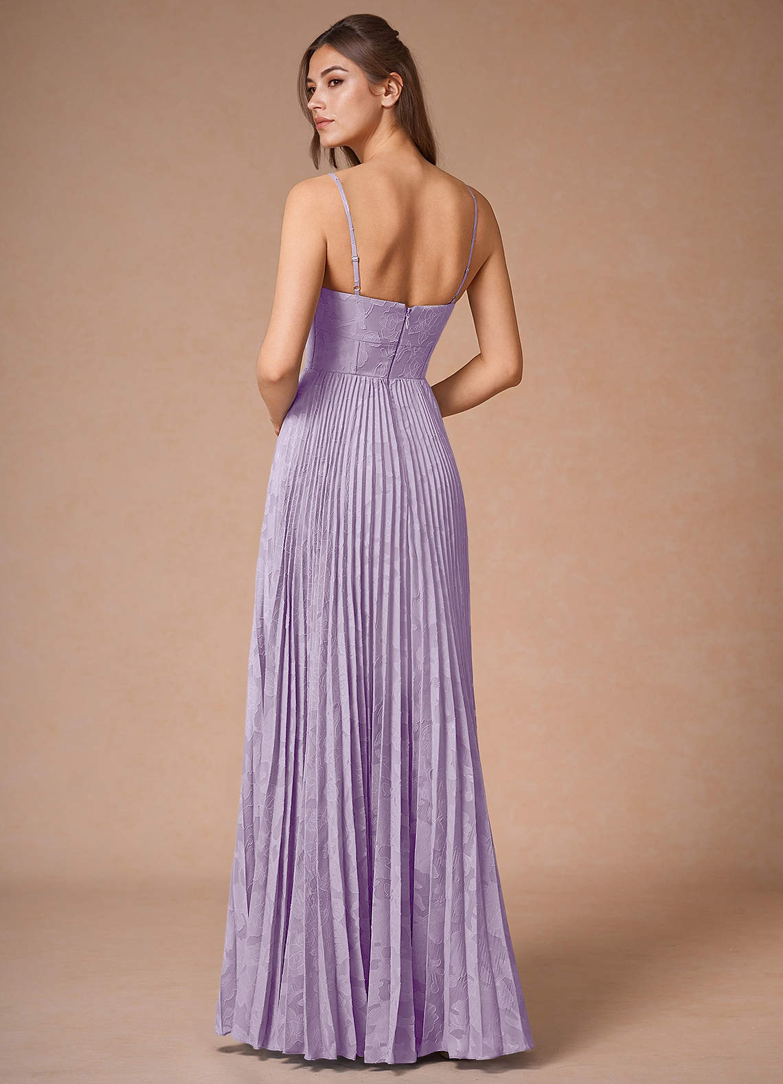 Cannelle Light Pink Pleated Maxi Dress Ready to Ship | Azazie CA
