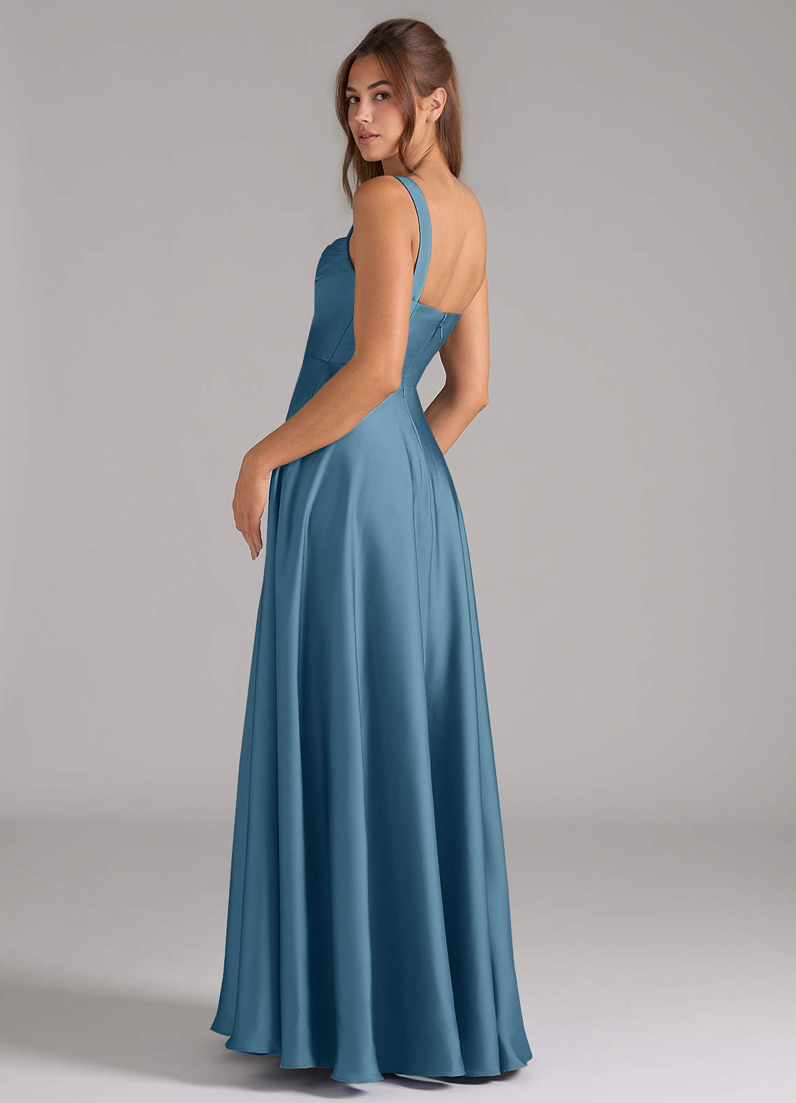 Azazie Shaude Bridesmaid Dresses Bermuda A-Line Pleated Stretch Satin Dress image6
