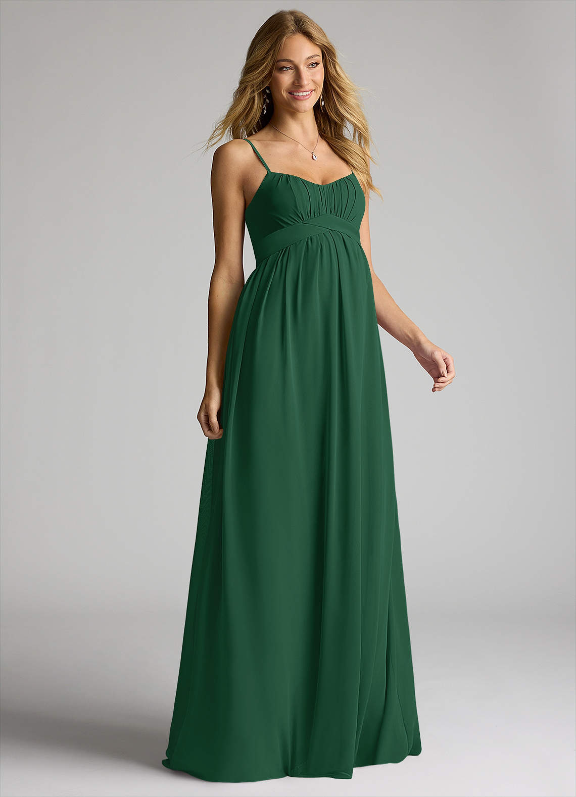Azazie Llana Maternity Bridesmaid Dresses A-Line Chiffon Floor-Length Dress image1