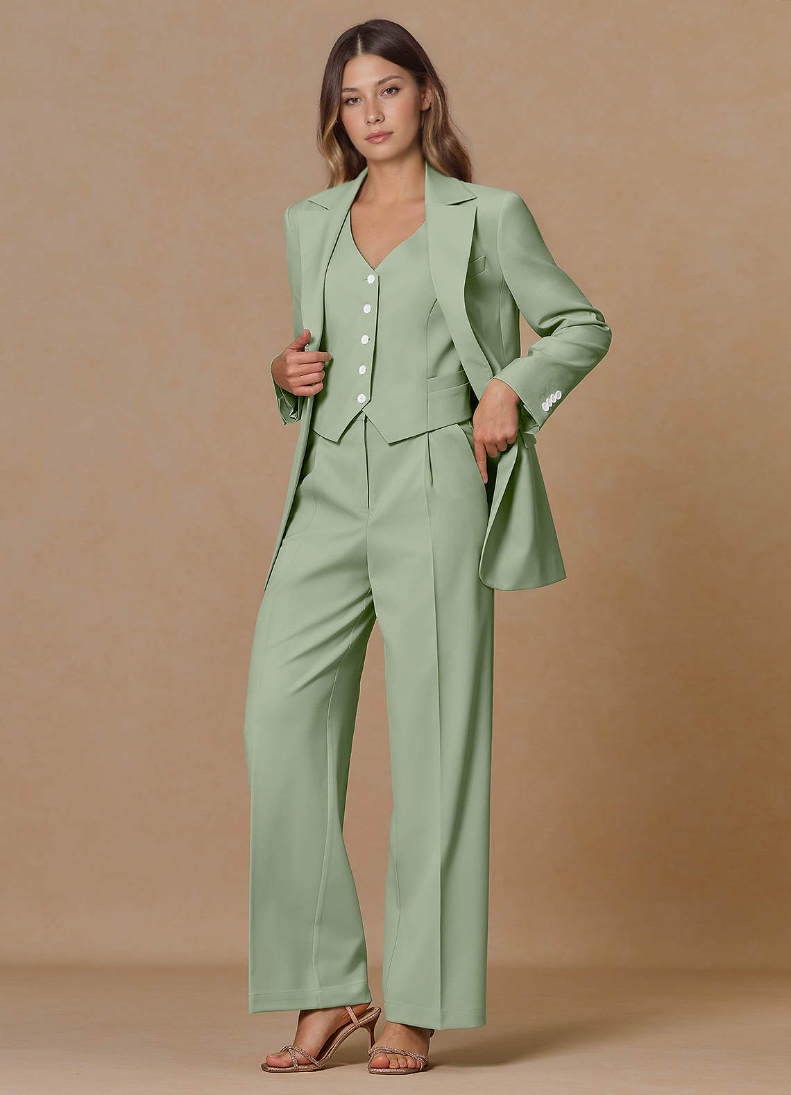 front Rowan Dusty Sage Refined Weave Performance 2-Piece Suit