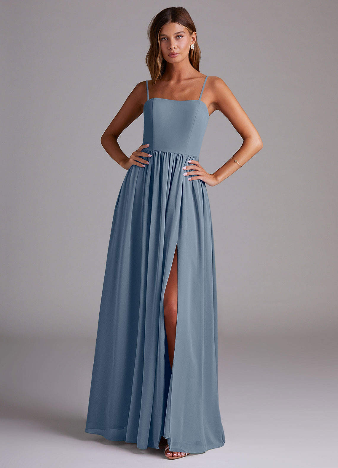 Azazie Calianna Bridesmaid Dresses Twilight A-Line Off the Shoulder Chiffon Convertible Dress image1